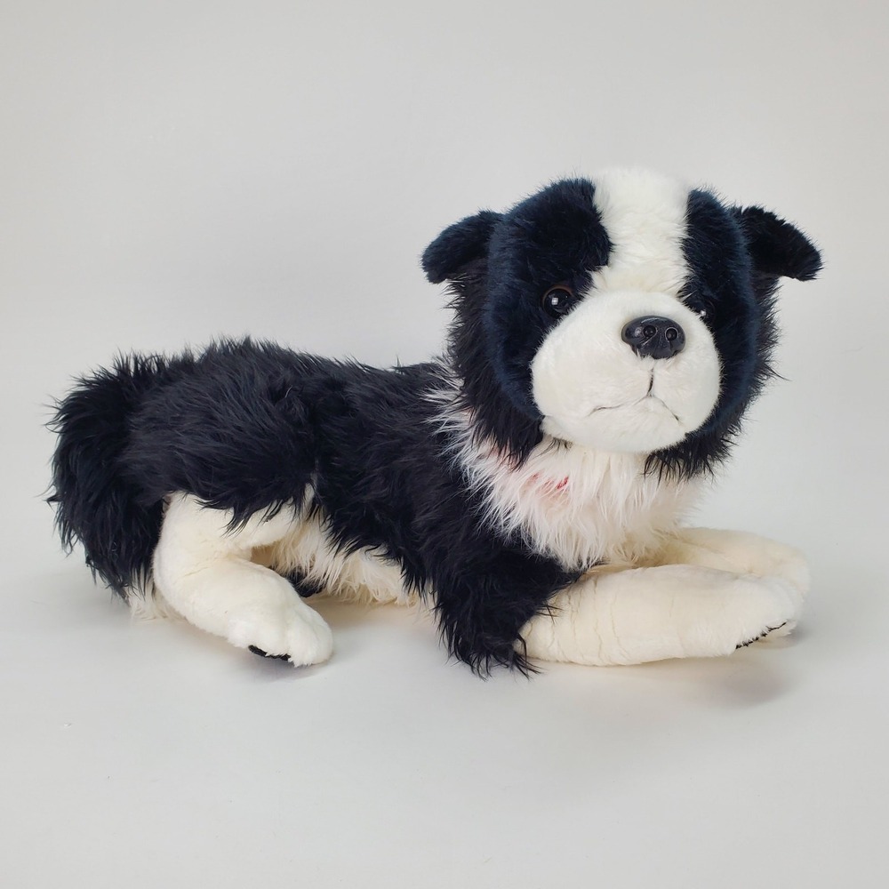 FAO Schwarz Border Collie Plush Dog Black White Stuffed Animal 16 Inch Puppy